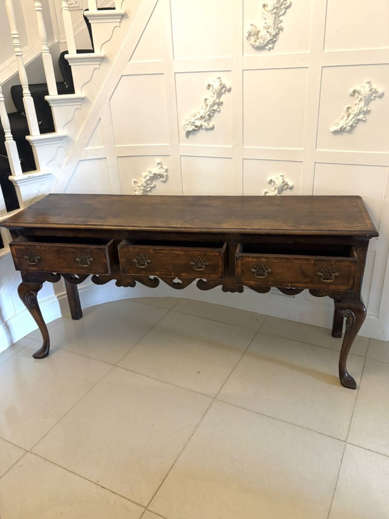Antique Georgian Style Oak Dresser Base Sideboard Cabriole Leg Console Table - Image 8